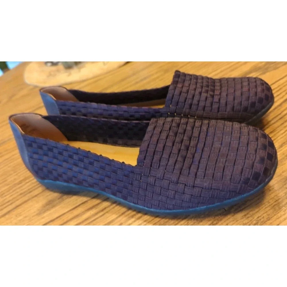Comfortview Bethany Shoes Women 10 Wide Loafer Slip on Flat Woven Stretch Spring